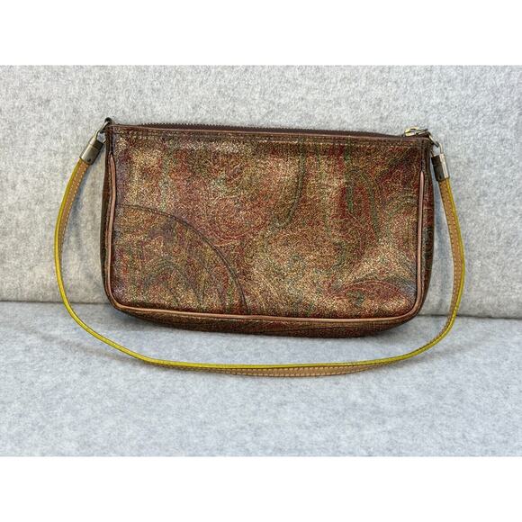 Authentic ETRO leather Paisley Shoulder bag Vintage SEE PICS - Picture 2 of 12
